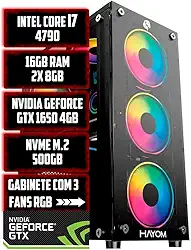 PC Gamer Intel Core i7 4790, 16GB RAM, NVME M.2 500GB, NVIDIA GeForce GTX 1650 4GB, Gabinete com 3 Fans RGB