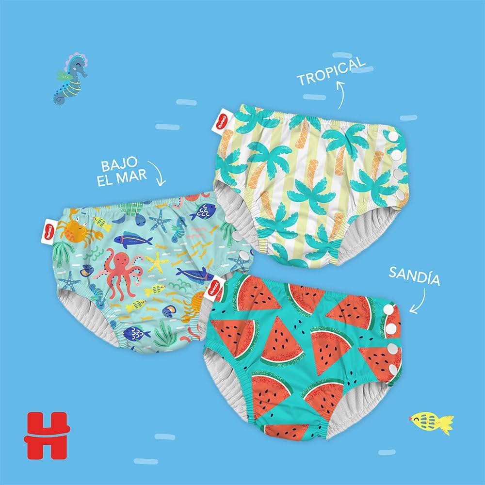 Huggies Little Swimmers Reusable Swim Nappies Size 3-4 Tropical (11-14kg)