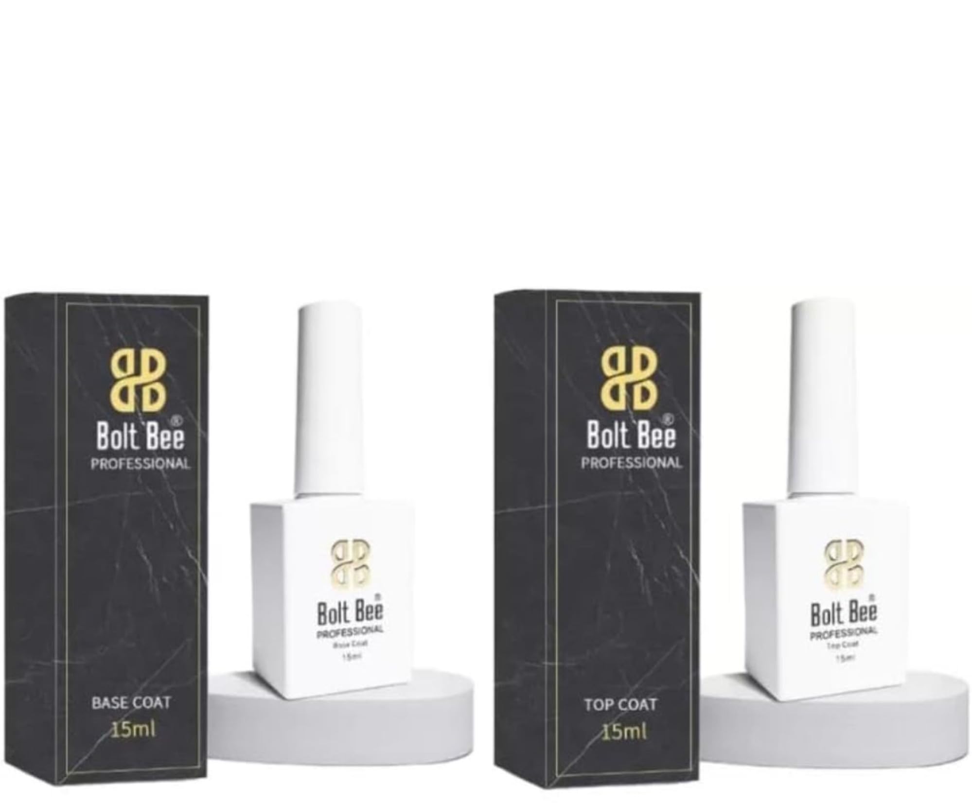 Bolt bee Pack Of 2- Uv Lamp Dry-Top Coat & Base Coat Long Lasting 15Ml each for Nail Art