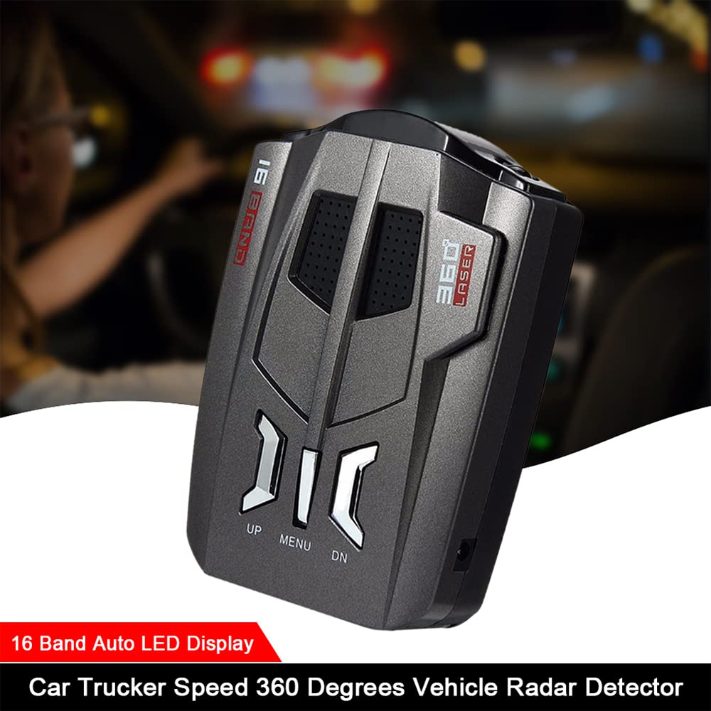 Rilevatore radar per auto a 360 gradi Grey, dispositivo di avviso vocale a LED a LED con 200-800 m di avvertimento remoto a lunga distanza, linguaggi Multri supportati
