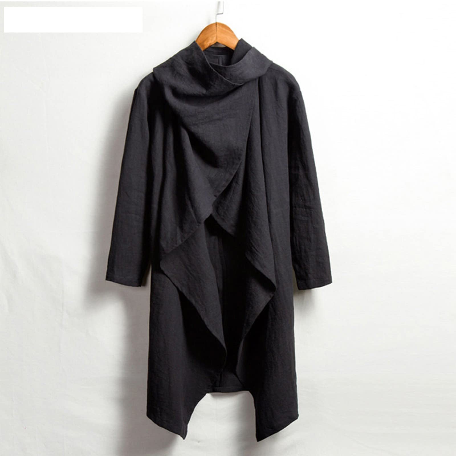 FUPODD Baumwoll Leinen Umhang Herren Langer Unregelmäßiger Umhang Strickjacke Herren Winter Gefüttert Strickjacke Herren Warm Wandern Poncho Strickjacke Herren Retro