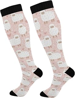 874 Crew Athletic Socks Vector With Sheep Heart Star And Dots Walking Socks Long Crew Socks Casual Running Socks For Sports Travel Hiking 40cm