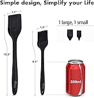 Vista 2 de HOTEC Cepillos para glasear resistentes al calor de 600 ℉, cepillo de repostería de silicona sin BPA, para untar aceite, mantequilla, salsa, adobos