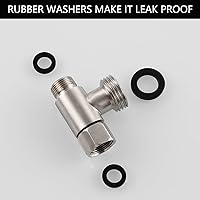 Vista 5 de Adaptador en T para bidé, válvula de tope angular de acero inoxidable de 3/8 pulgadas para línea de suministro de inodoro, níquel cepillado, KTS002NA