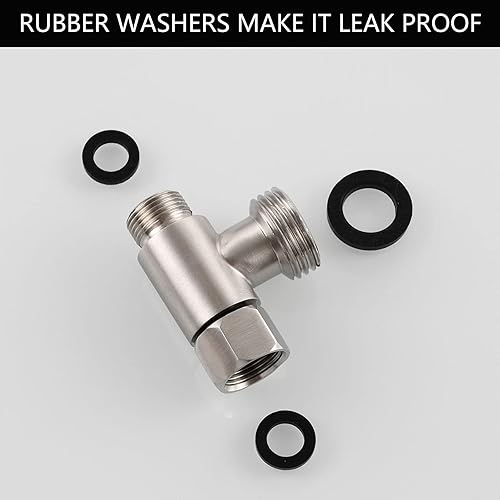 Miniatura 5 de Adaptador en T para bidé, válvula de tope angular de acero inoxidable de 38 pulgadas para línea de suministro de inodoro, níquel cepillado, KTS002NA