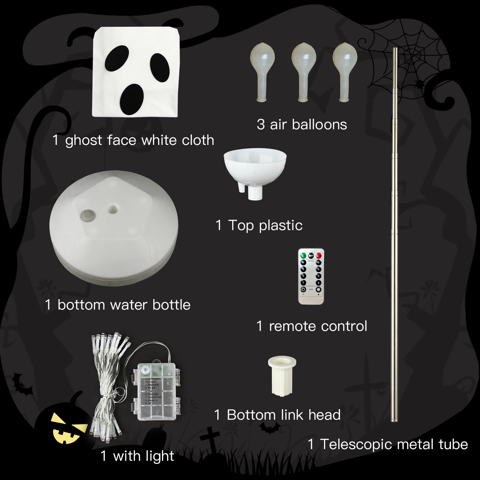 KOYILTD 2 Pcs Halloween Decor Outdoor Light up Ghost Halloween Decor with Lights with Remote Control Ghost Kit Halloween Decoration Easy to Use Ghost Decors for Front Door Porch or Yard (Warm White)