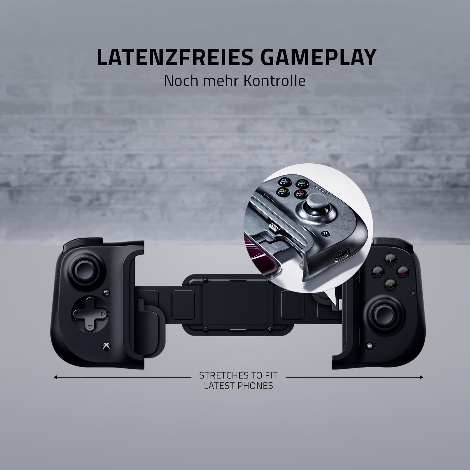 Razer Kishi für iOS (iPhone) - Smartphone Gaming Controller (USB-C Anschluss, Ergonomisches Design, Individuelle Passform, Analog-Stick, Ultra niedrige Latenz) Schwarz