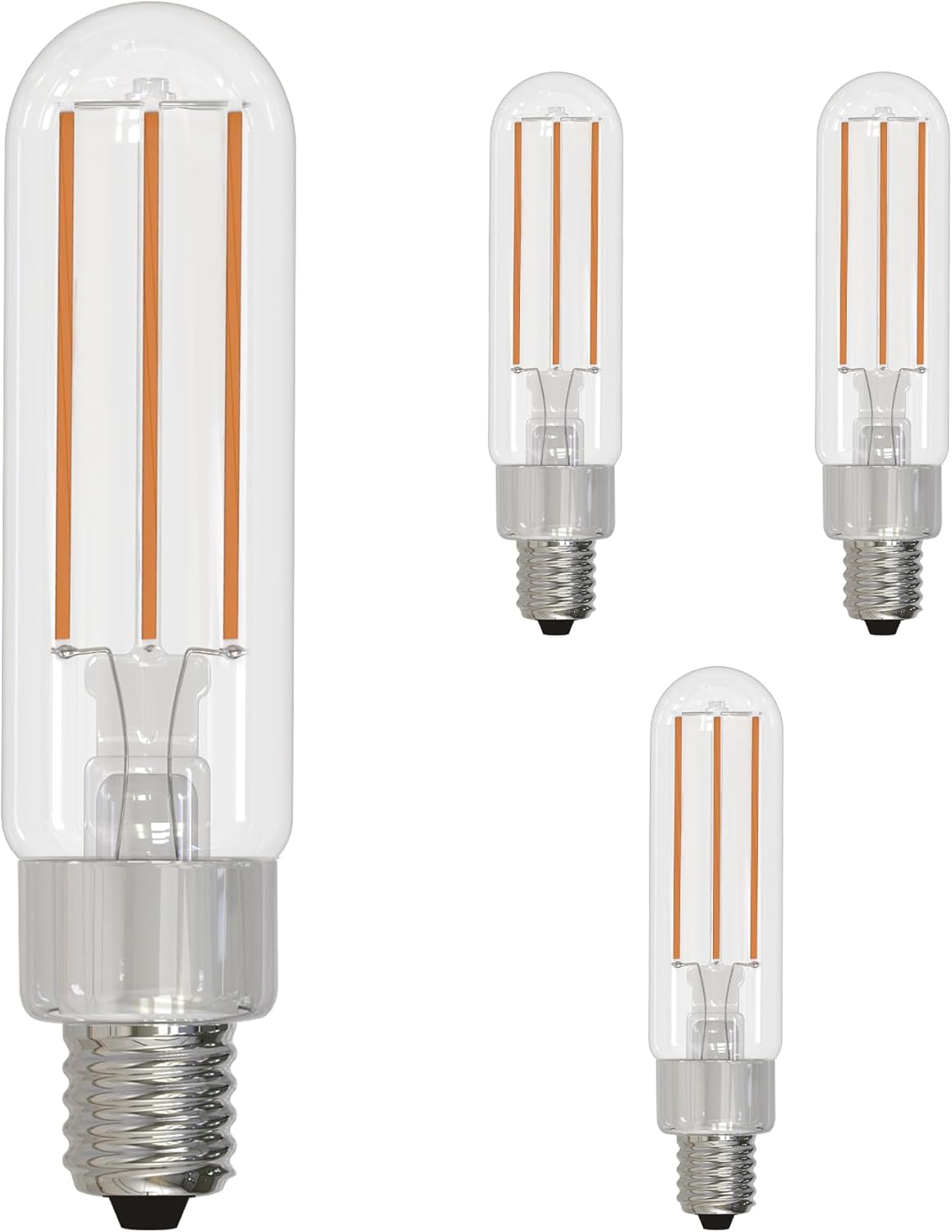 Bulbrite LED T6 Filament Light Bulb, E12 Candelabra Base, 2700k Color Temp Warm Light, 450 Lumens Uses Only 4.5 Watts - (4 Pack)