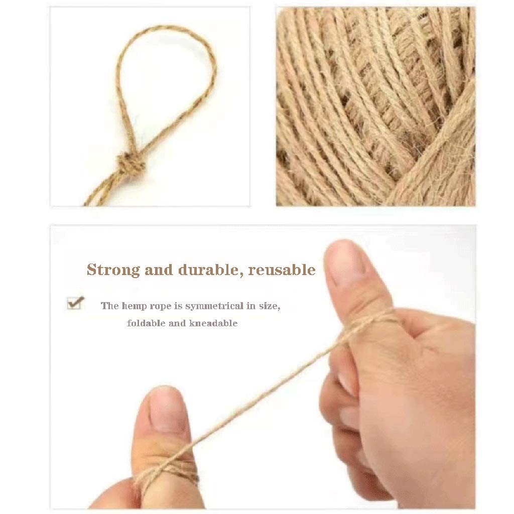 WWQQ 5/6/8/10/12mm Dicker Hanfseil Jute Seil Garten Bindfäden, 500/200/300/100mJute-Schnur Jutekordel, Garten Kordel, NatüRlicher Dekokordel Schnur Für Handwerk, Cat Scratch Post, Bündelung