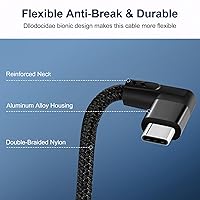 Vista 2 de Cable de extensión USB C de 100 W de 3.3 pies, 10 Gbps 90 grados en ángulo recto USB C 3.2 macho a hembra, extensor de video 4K, cable de carga