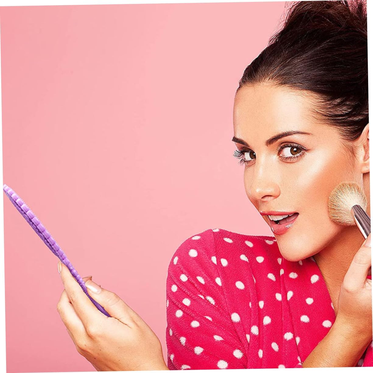 12PCS Handheld Makeup Mirrors Plastic Handle Travel Cosmetic Mirror Set Portable 3D Pocket for Women Lightweight and Compact for-The-Go Use