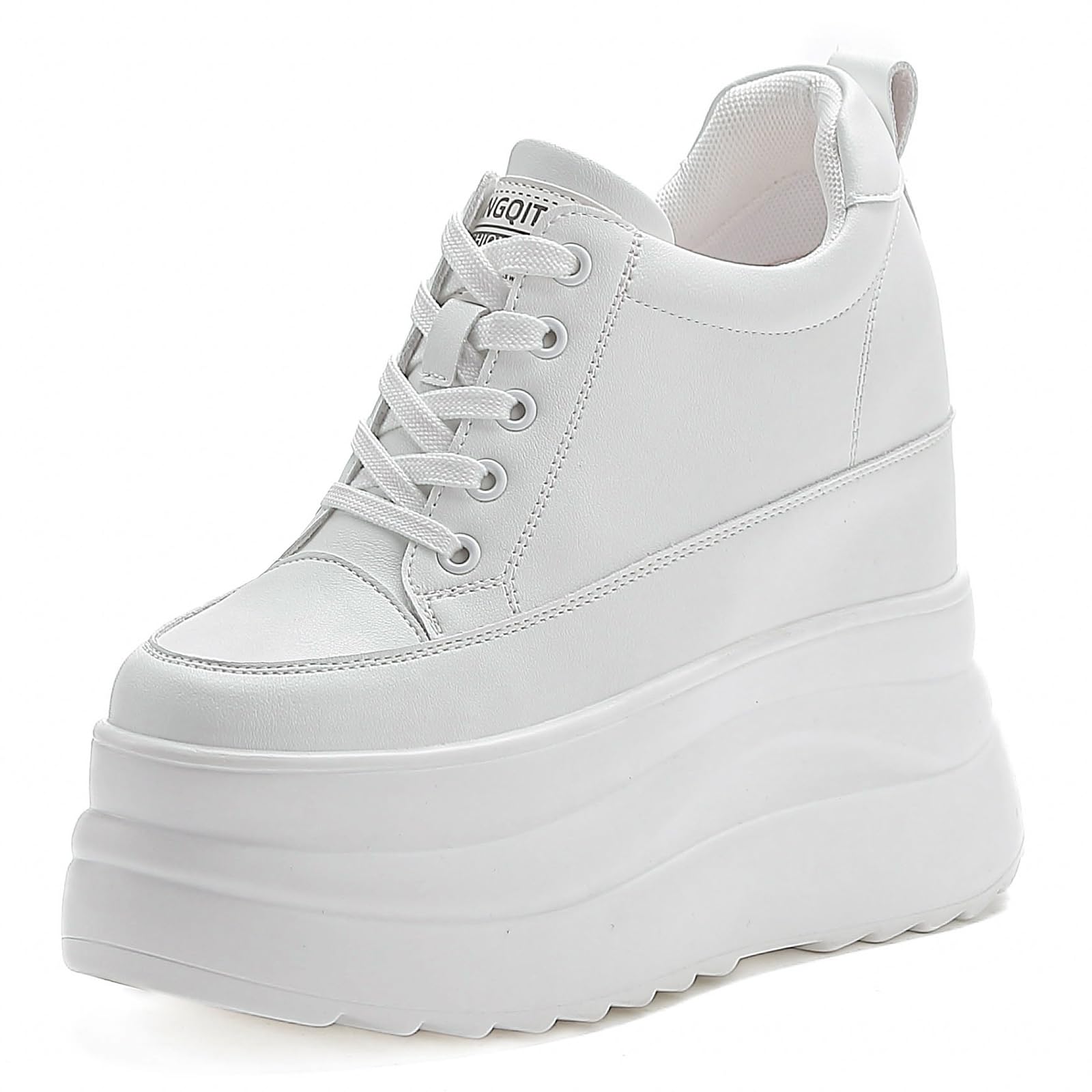 AONETIGER Sneakers Zeppa Donna Pelle Leggere Tacco Interno 13 CM Gr.34-40EU | Lacci Wedges Sportive | Moda Casual Comode Antiscivolo | ideali per fitness, Tutti i giorni, Ufficio e Tempo libero