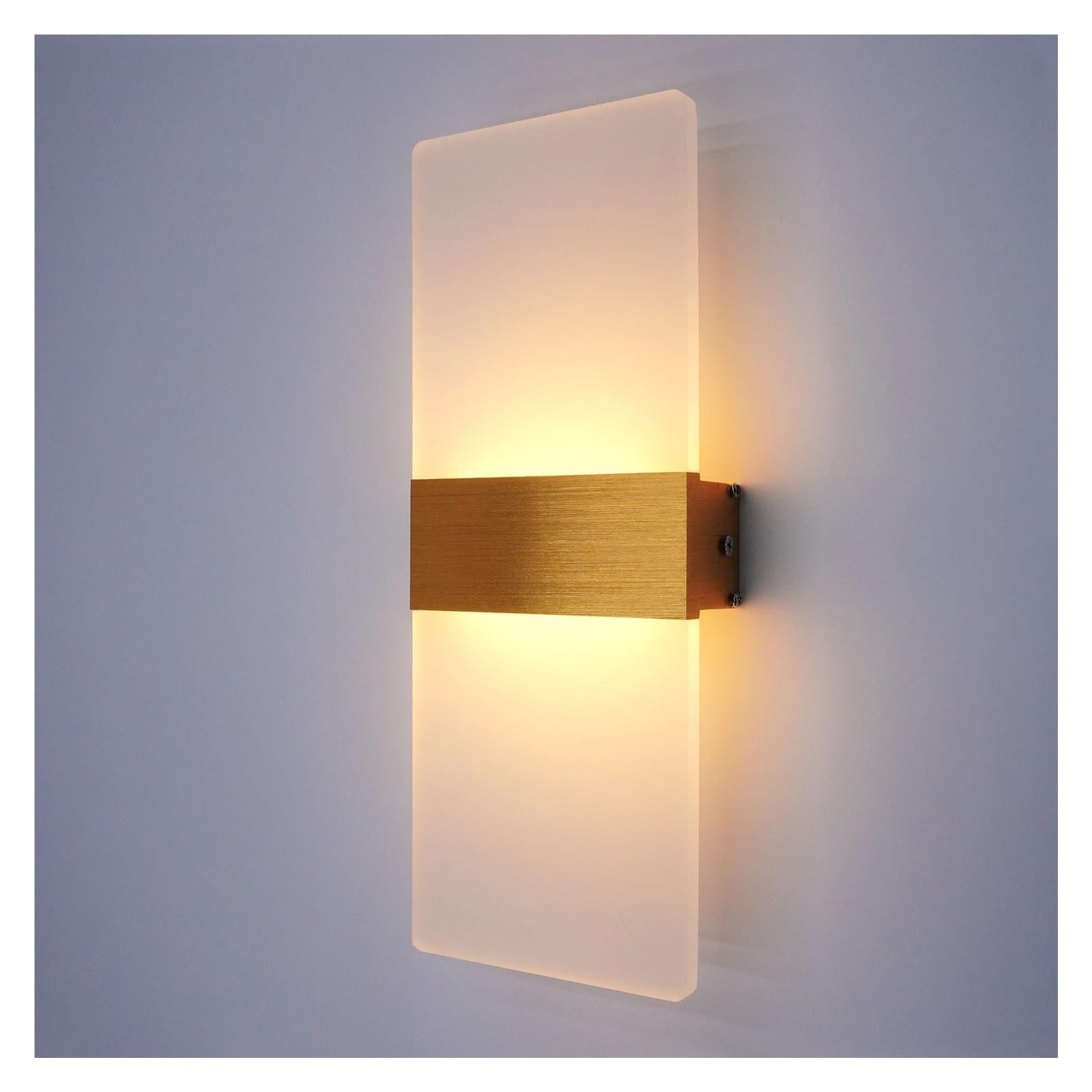 Apliques de pared interiores de aluminio dorado y acrílico con luz LED fija de diseño moderno 7