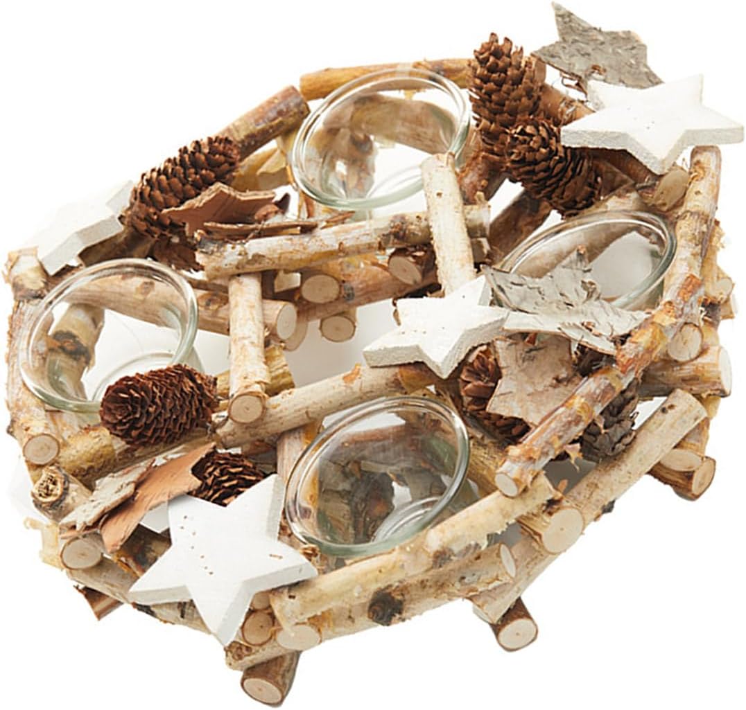 Christmas Holder 4 Table Centerpieces Adds Warmth to Holiday Decoration with Wood Construction