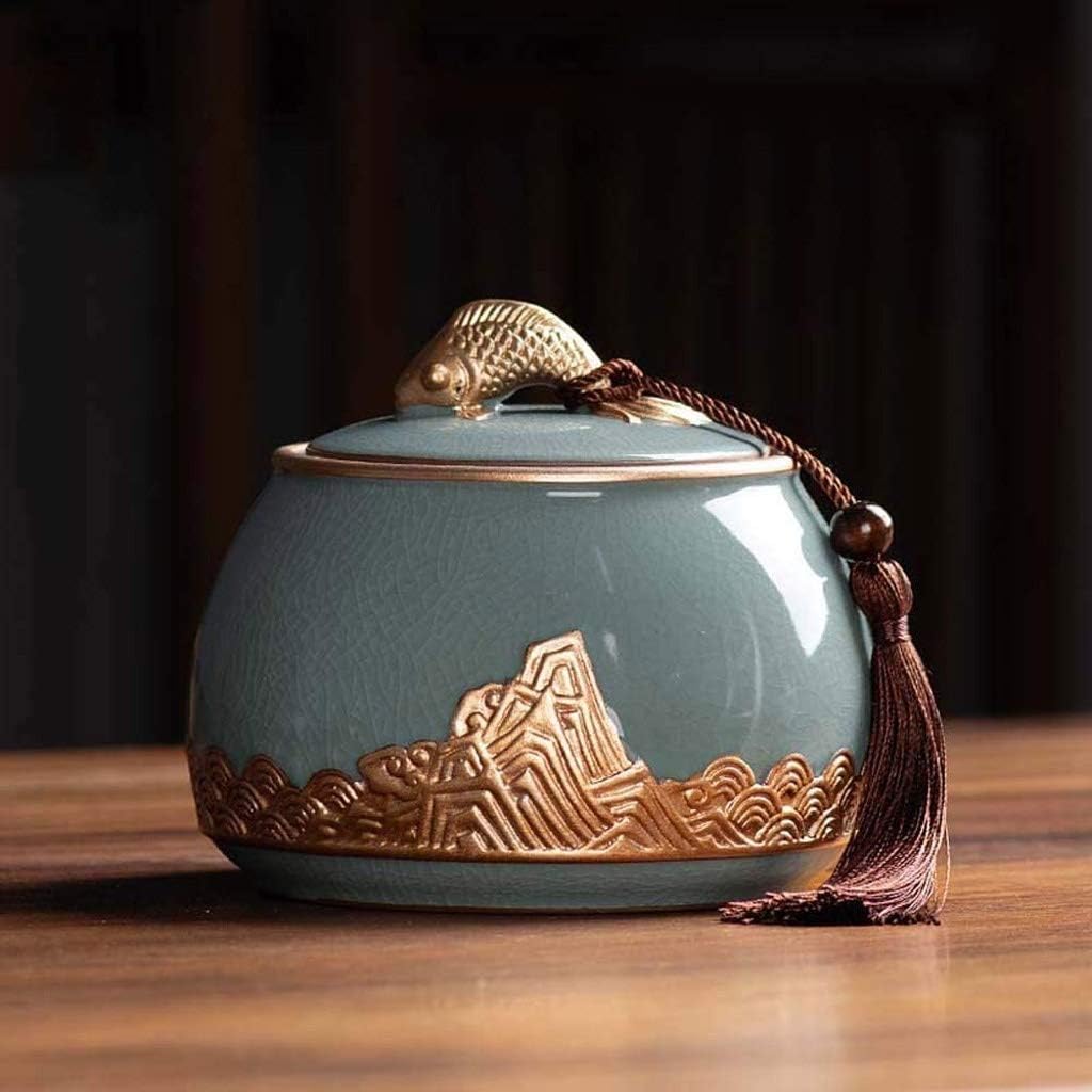 Ceramic Ash Ashes Cans for Human Pets Cremation Funeral Memorial Cylinder Sealed Proof Surface Exquisite Relief Coffin