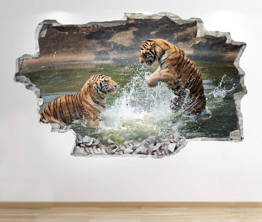 1Stop Graphics Shop TIGER WALL STICKER 3D LOOK - BEDROOM LOUNGE NATURE ANIMAL WALL DECAL Z647 Size: Large