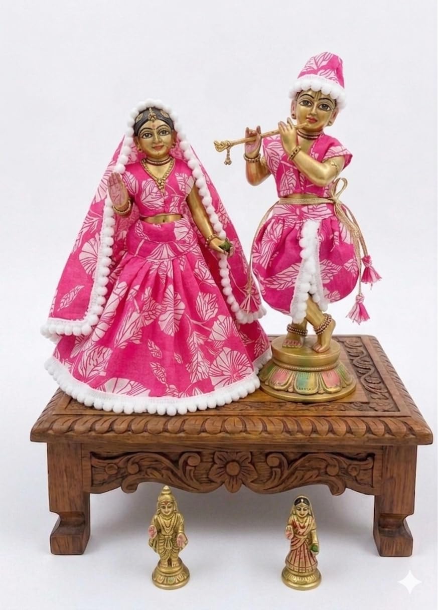 Radha Krishna yugal Jodi Deity Dress det in Pure Cotton Fabric (Pink, for 6 inch Idol)-image-37