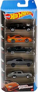 Hot Wheels Fast and Furious 5-Pack of Toy Race and Drift Cars in 1:64 Scale with Exclusive Decos (Styles May Vary)