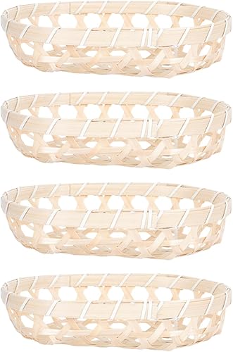 Miniatura 4 de Alipis Paleta de maquillaje, 4 unidades, bandeja ovalada de servicio de alimentos, aperitivos de bambú, bandejas para perros calientes,