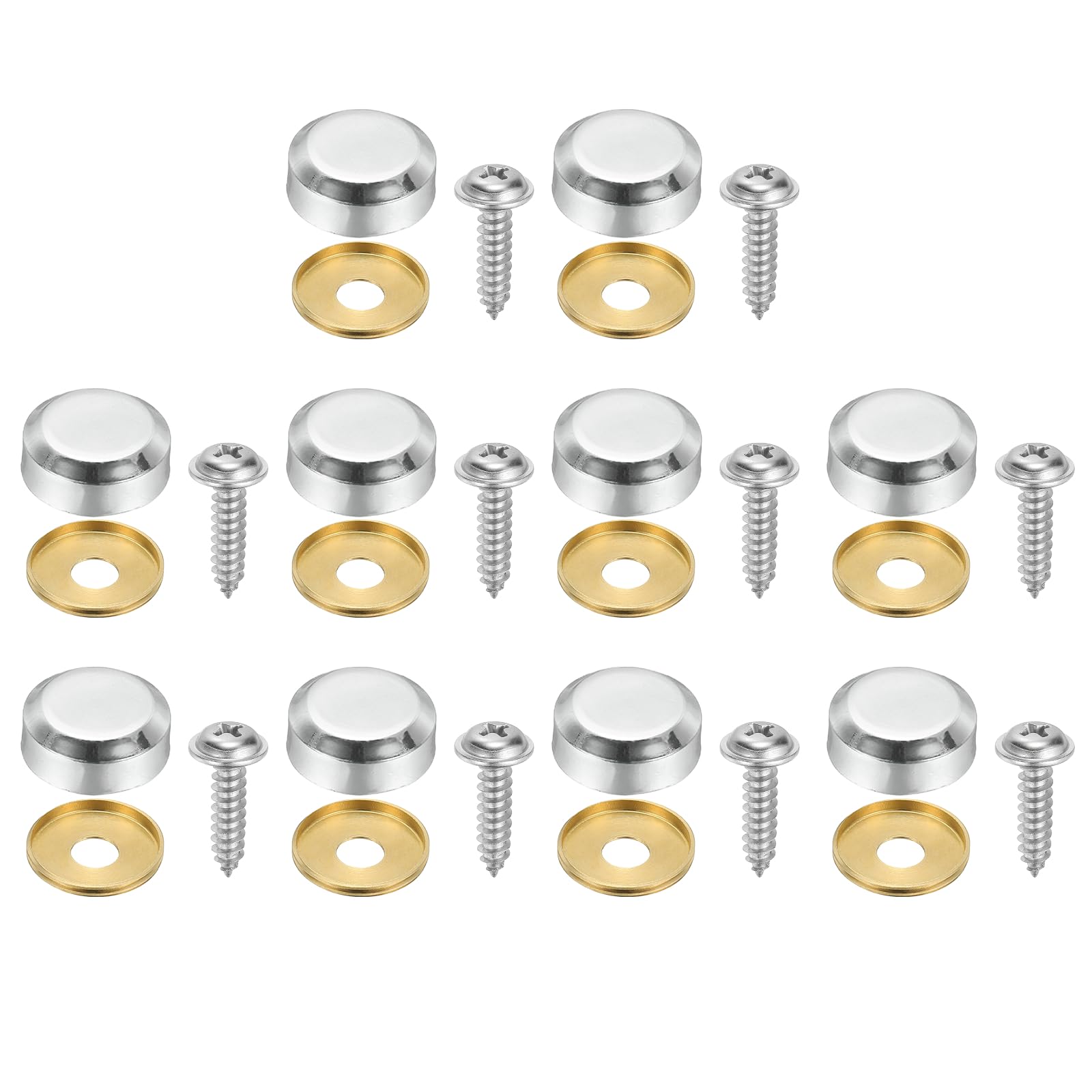 sourcing map 10Pcs Decorative Mirror Screws with Caps, 16mm Alloy Fixing Screw Covers, Mirror Screws Fasteners for Furniture, Crafts, Advertising Hardware, Silver