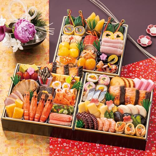 京都の料亭 わらびの里 おせち料理 2026 三段重 50品 盛り付け済み 冷蔵おせち 3人前～4人前 お届け日：12月31日 美食サークルのサムネイル