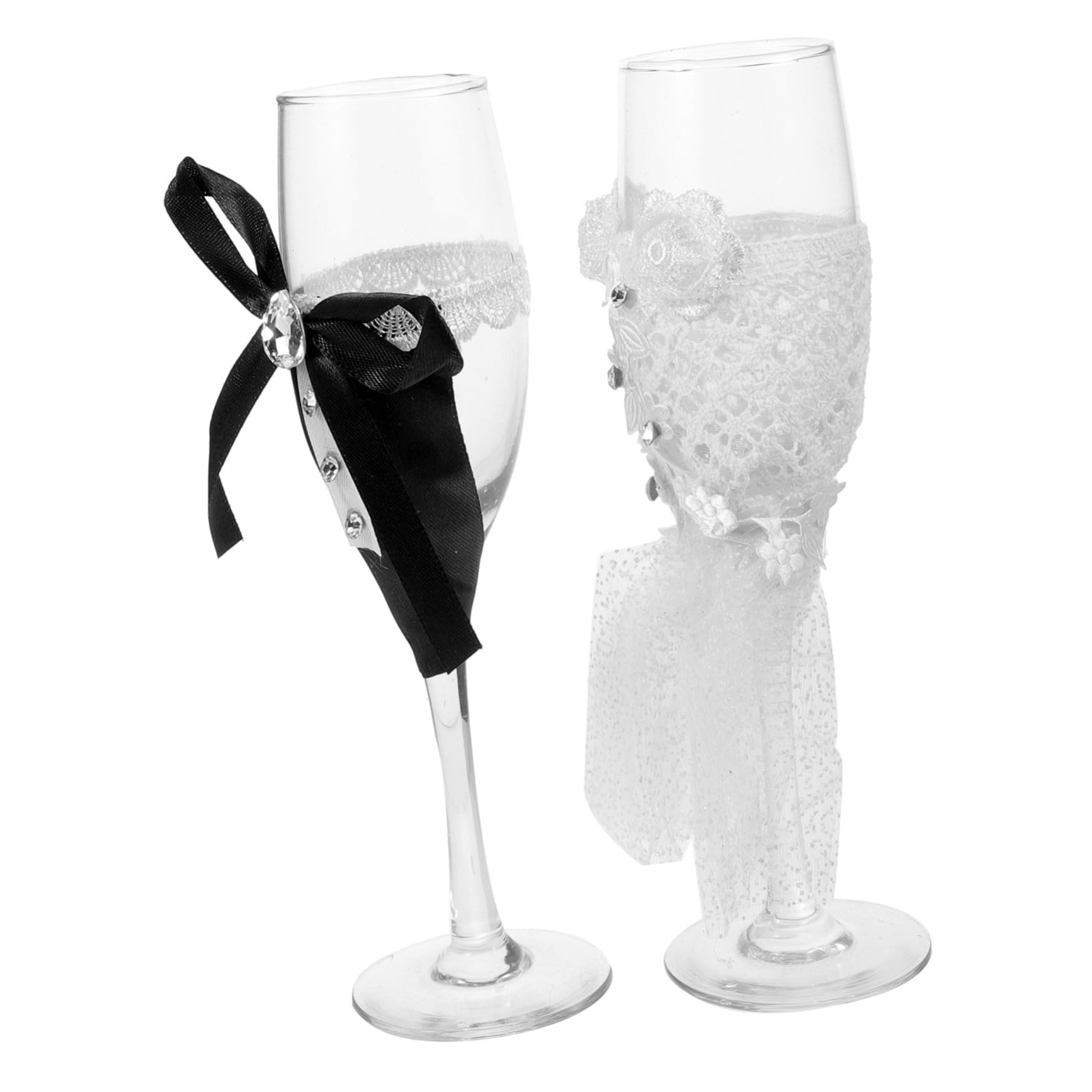 Abaodam Set de Copas de Boda para Brindis de Champán, 2 Piezas, Vidrio