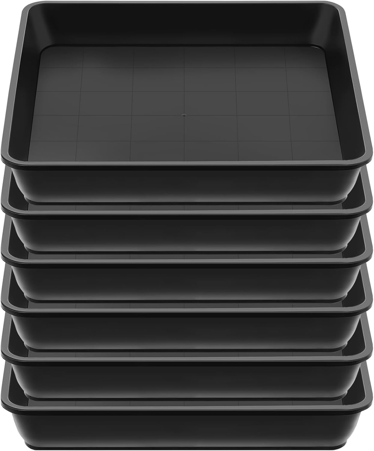 Sibosen 6 Pack Large Square Plant Saucer,45cm 17.7inch Plastic Plant Water Drip Tray,Flower Pot Saucers,Square Planters No Holes Plants Garden Saucer for Plant Pots