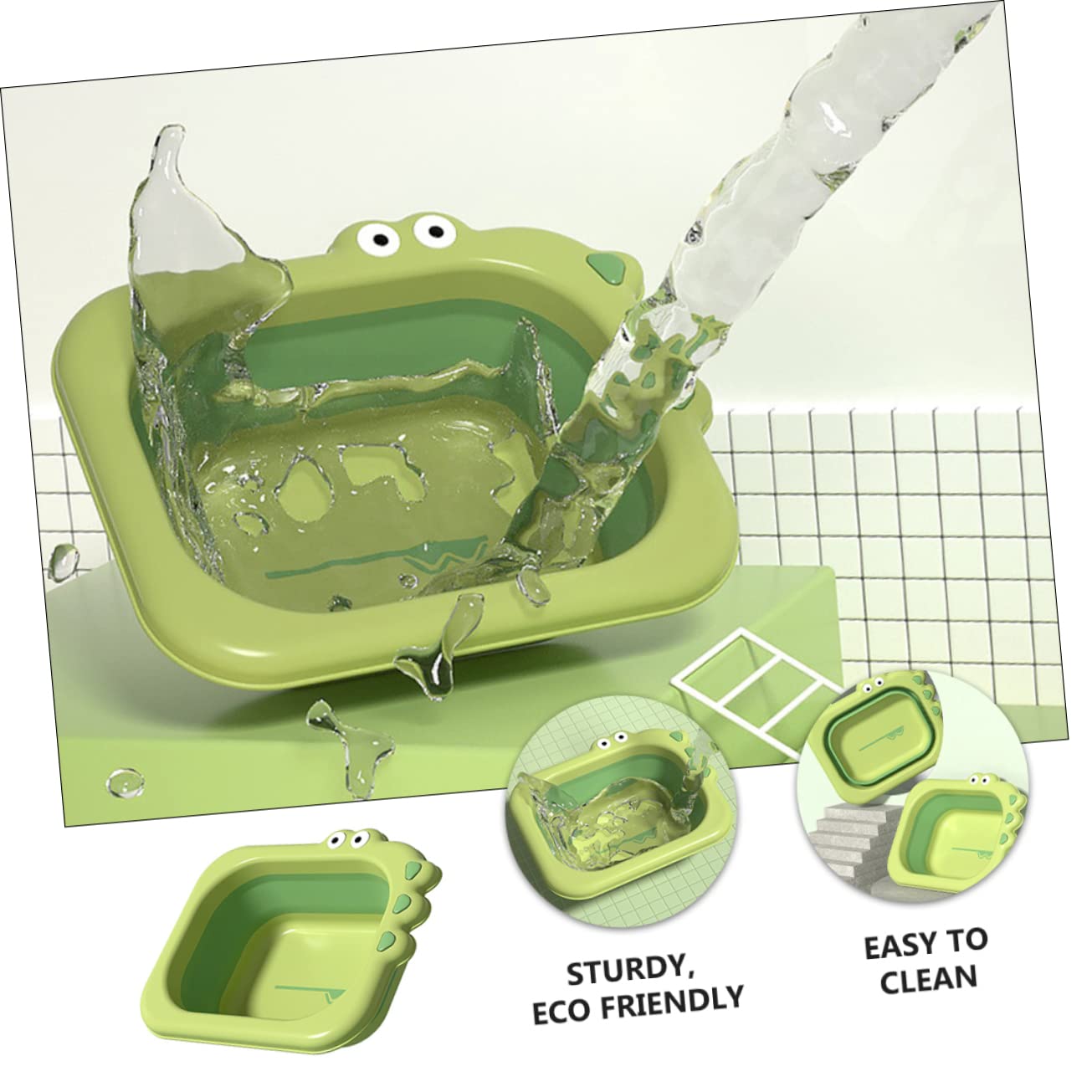 Thickened Foldable Newborn Washbasin for Bathing Sturdy Wash Basin in Green Compact Lightweight Tub for Easy Cleaning and Portable Use