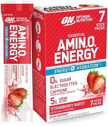 Vista 53 de Optimum Nutrition Amino Energy Plus Electrolytes - Bebida energética con aminoácidos y electrolitos para hidratación, sin azúcar, con BCAA, sabor a