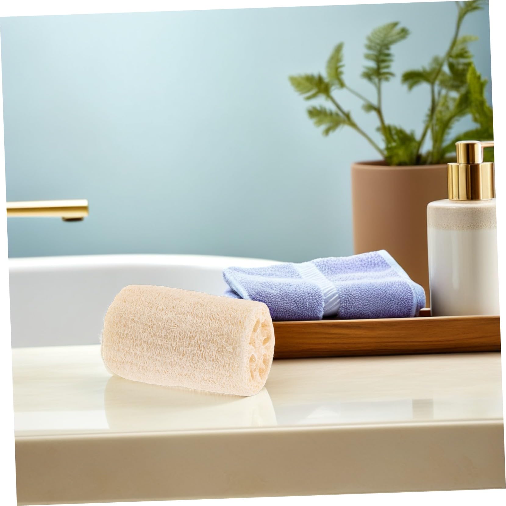 PLAFOPE 8 Piezas Esponjas Naturales de Luffa para Exfoliación Corporal y Limpieza de Cocina Esponja de Ducha y Masajeante Multiusos para y Utensilios Domésticos