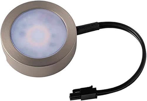 WAC Lighting, Luz de disco LED individual con cable de plomo de 6 pulgadas 3-CCT seleccionable 2700K-3000K-3500K Voltaje de línea en níquel cepillado