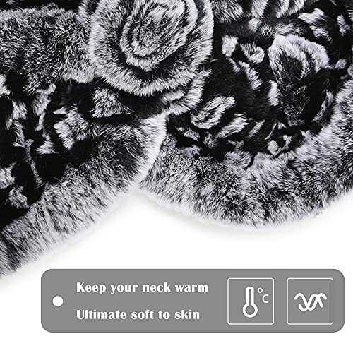 Fur Story Women's Rex Rabbit Fur Scarf Ladies Winter Warm Knitted Flowers Crochet Fashion Scarf Scarves for Women4