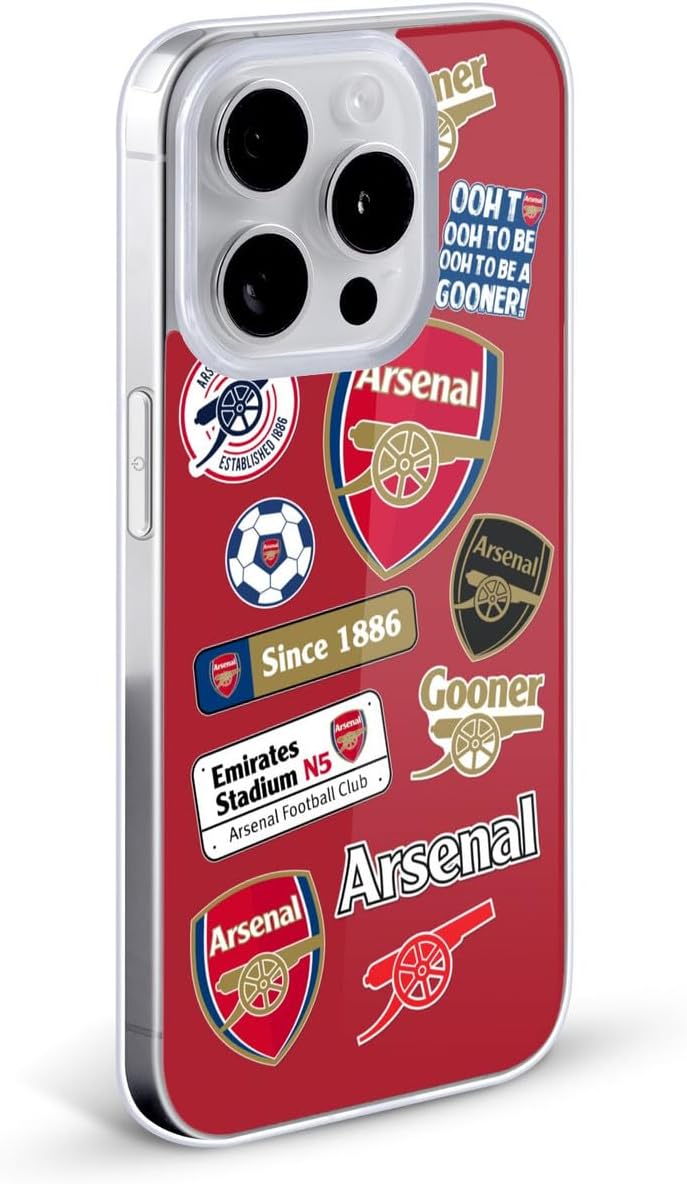 Head Case Designs Officially Licensed Arsenal FC Collage Logos Gel Case [Military Grade Protection] Compatible with Apple iPhone 14 Pro Max and Compatible with MagSafe