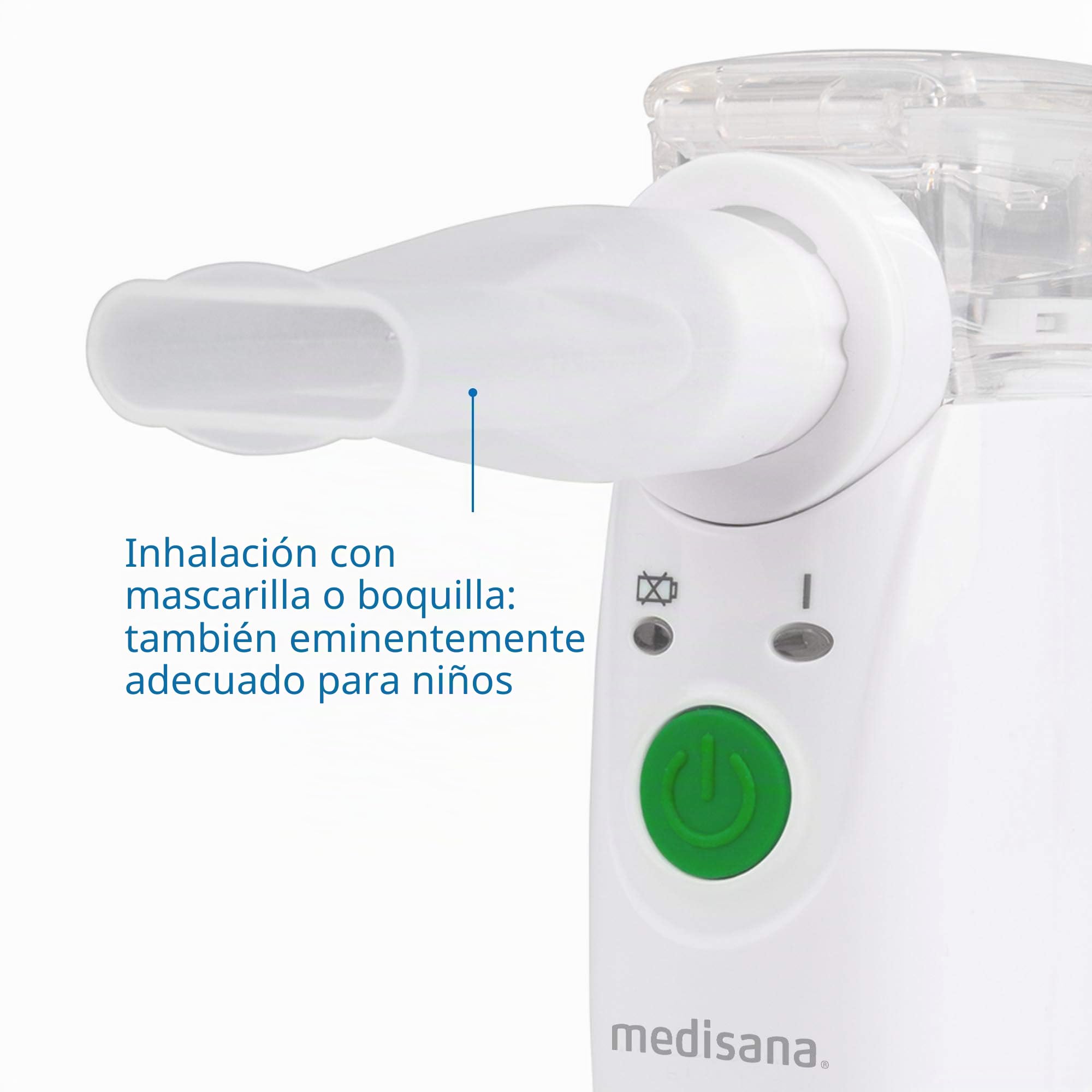 Medisana IN 525 inhalador portátil con batería | nebulizador ultrasónico con boquilla y máscara para adultos y niños, para resfriados o asma con accesorios adicionales