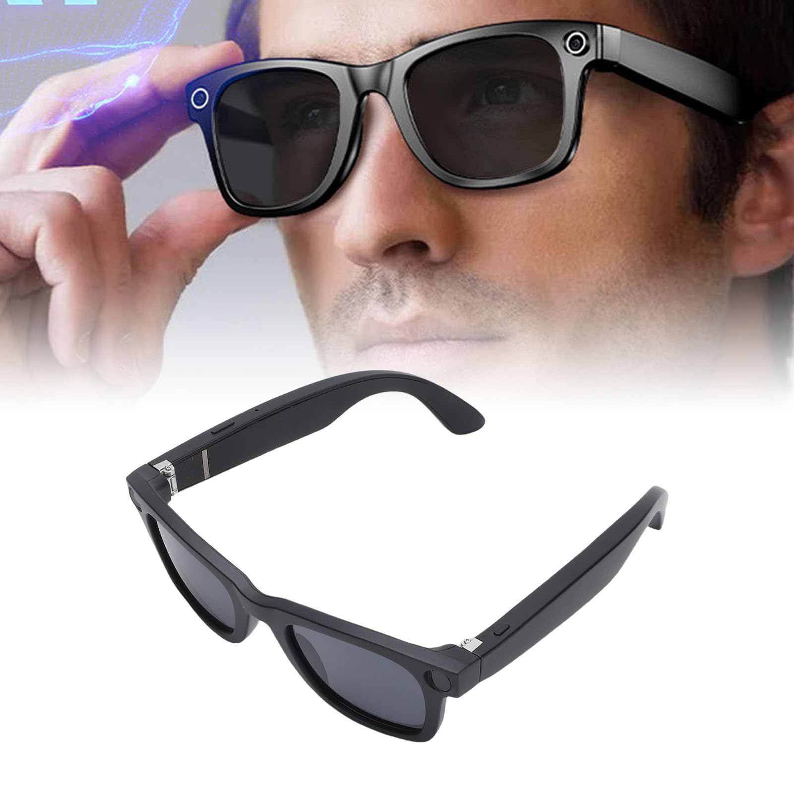 Occhiali da Sole della Fotocamera, Occhiali Intelligenti con Traduttore di Intelligenza Artificiale, Altoparlante Musicale Bluetooth, Riconoscimento delle Immagini AI