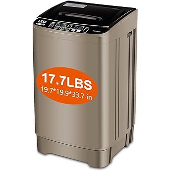 Apartment Washing Machine, 17.7 lbs Automatic Washing Machine with 10 Wash Promgrams and 8 Water Levels, Energy Saving Portable Washer Suitable for Apartments and Dorms