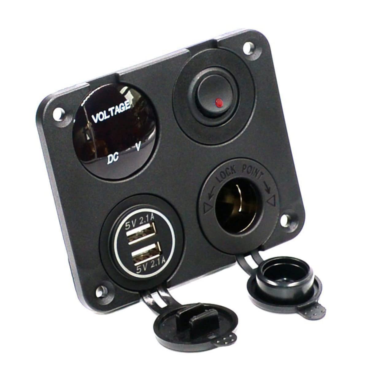 HOMSFOU 2 Stücke 4 1 4-in-1 Ladegerät Buchse Panel 2 1 Eine Dual USB 12-24v Voltmeter Für Auto Boot Marine Rv LKW Handys Ladegerät