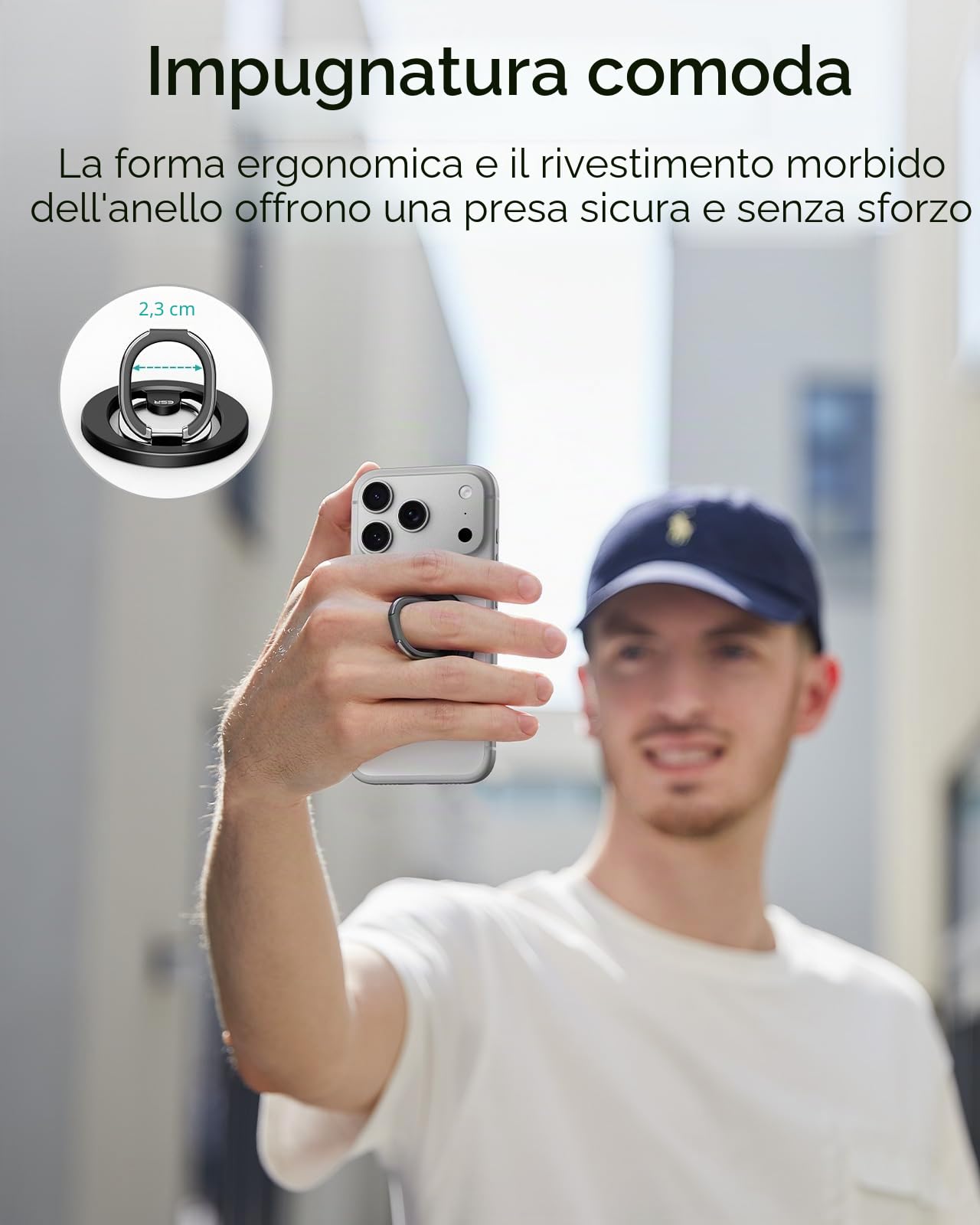 ESR Supporto Magnetico ad Anello per Cellulare con MagSafe Ring e Anello MagSafe, impugnatura per telefono, supporto MagSafe per iPhone 17/16/15, Google Pixel 10, Samsung (Inclusi 2 anelli metallo)