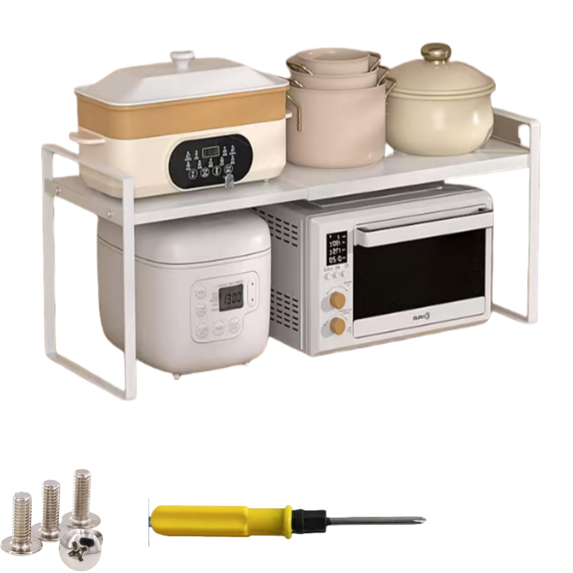 1Piece Bianco Porta piatti e porta stoviglie allungabile,35－65×27×25CM mensole cucina salvaspazio,ripiani salvaspazio cucina,organizer credenza,Facile da montare