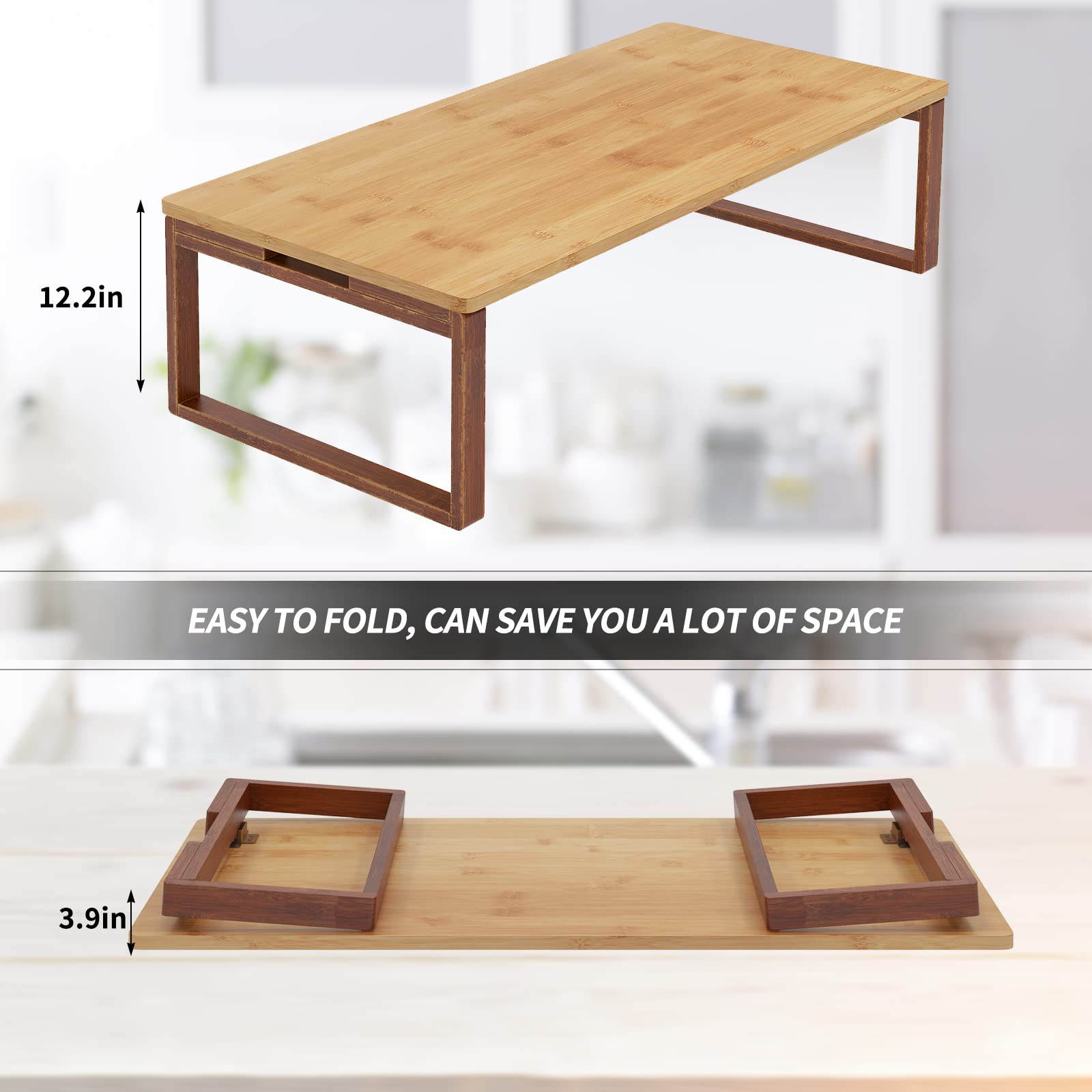 soges Tavolino pieghevole da tè in bambù Tavolino basso in stile giapponese per finestra, Tatami, esterno, letto, 80 cm x 50 cm