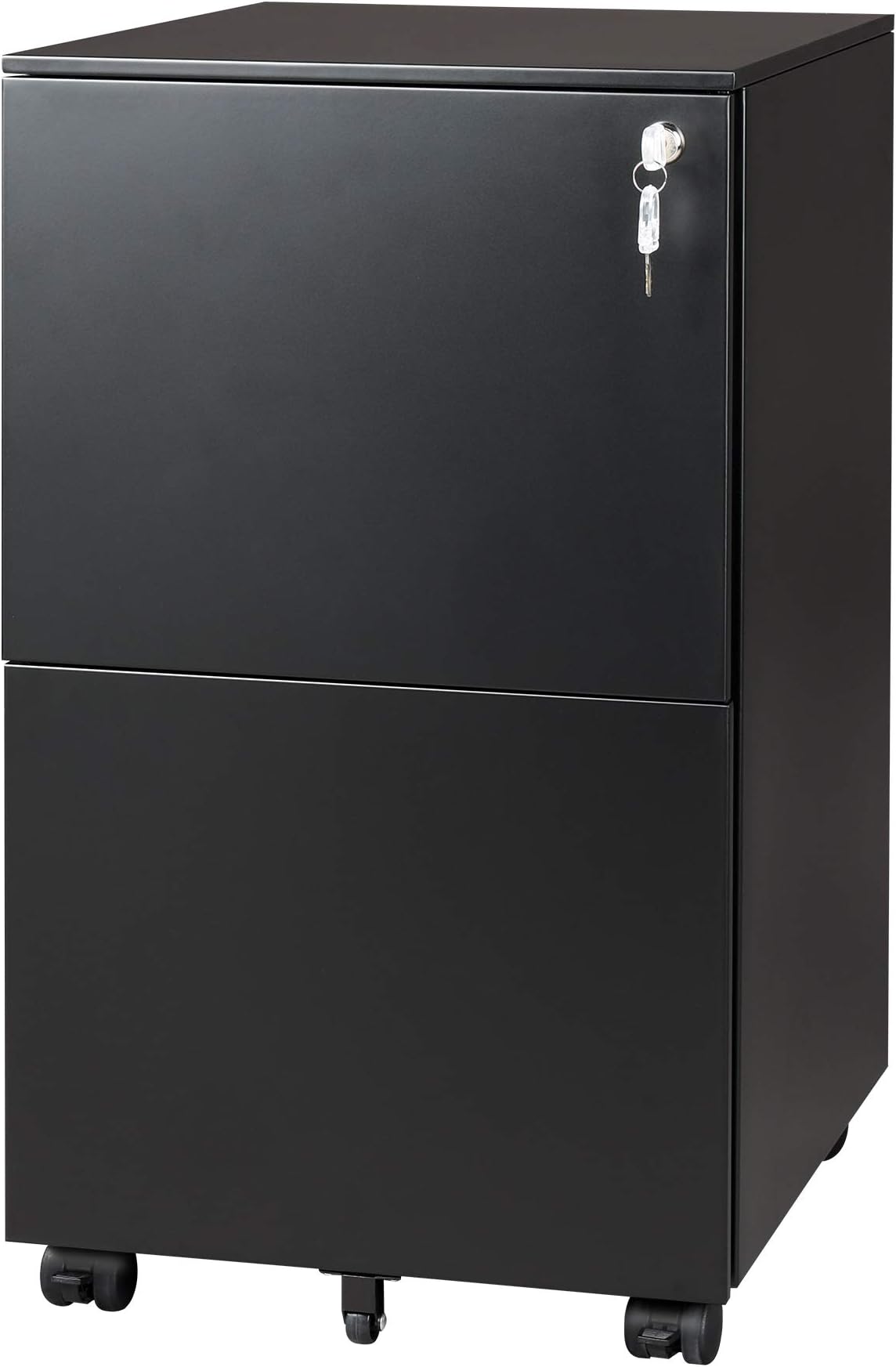 DEVAISE2-Drawer Mobile File Cabinet with Lock, Commercial Vertical Cabinet in Black