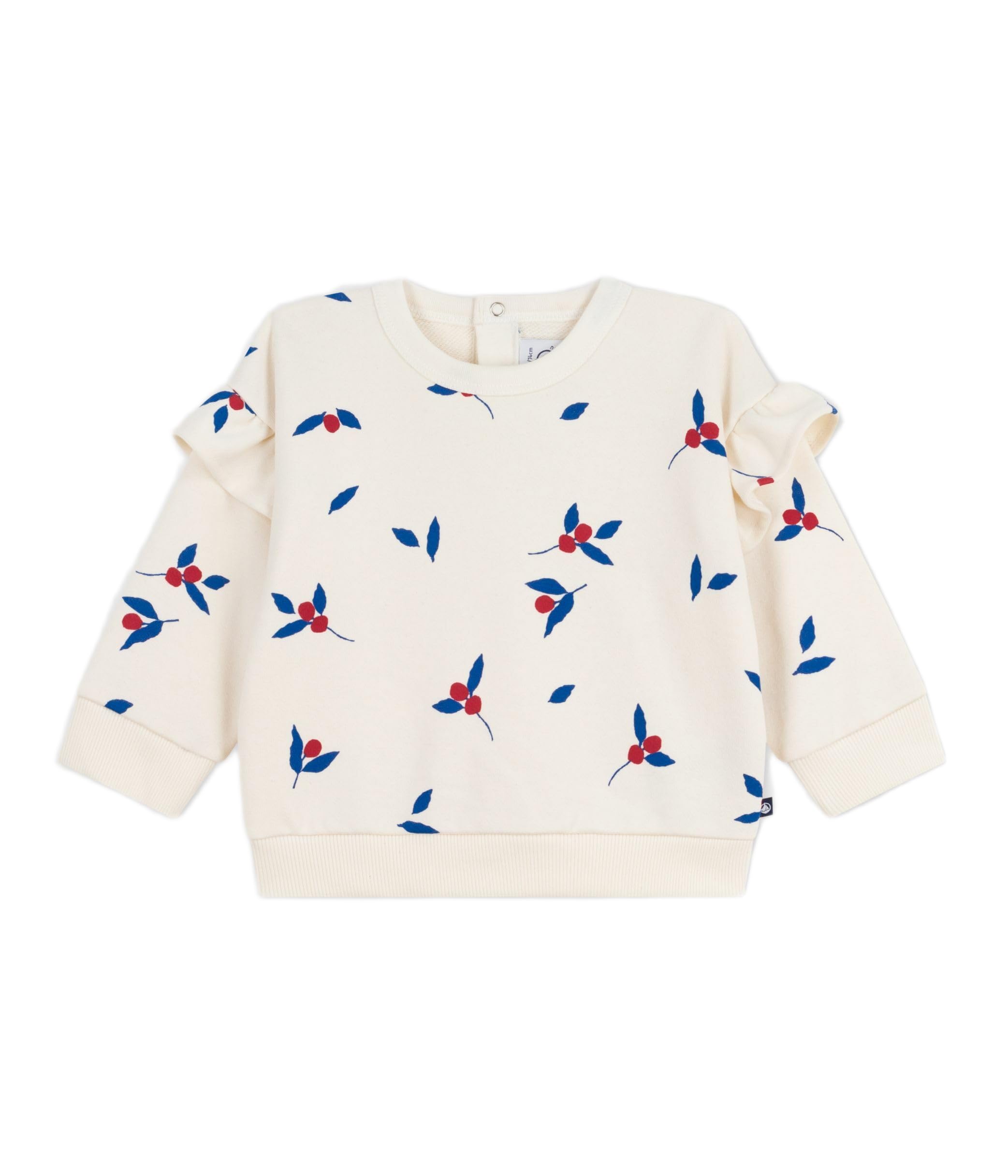 Petit Bateau Sweatshirt Bébé en Coton Imprimé Baies À Volants A0ee401 Vêtements Jour Bébé Fille (Lot de 1)
