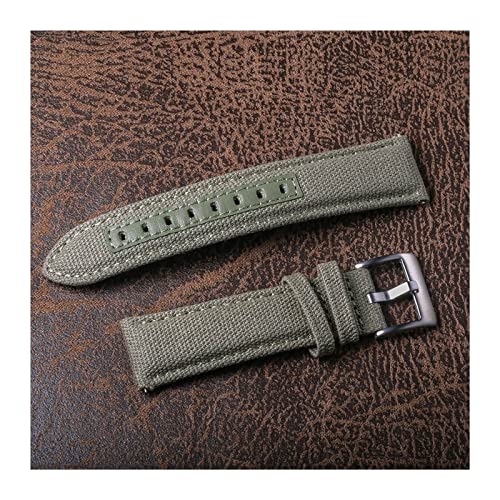 LAnGSHAW Bandas de Reloj de Lienzo Material Premium Release rápido Casas de Reloj de Nylon de Nylon Hebilla de Acero 18 mm 20 mm de 24 mm de 24 mm (Band Color : Green, Band Width : 18mm) Cover