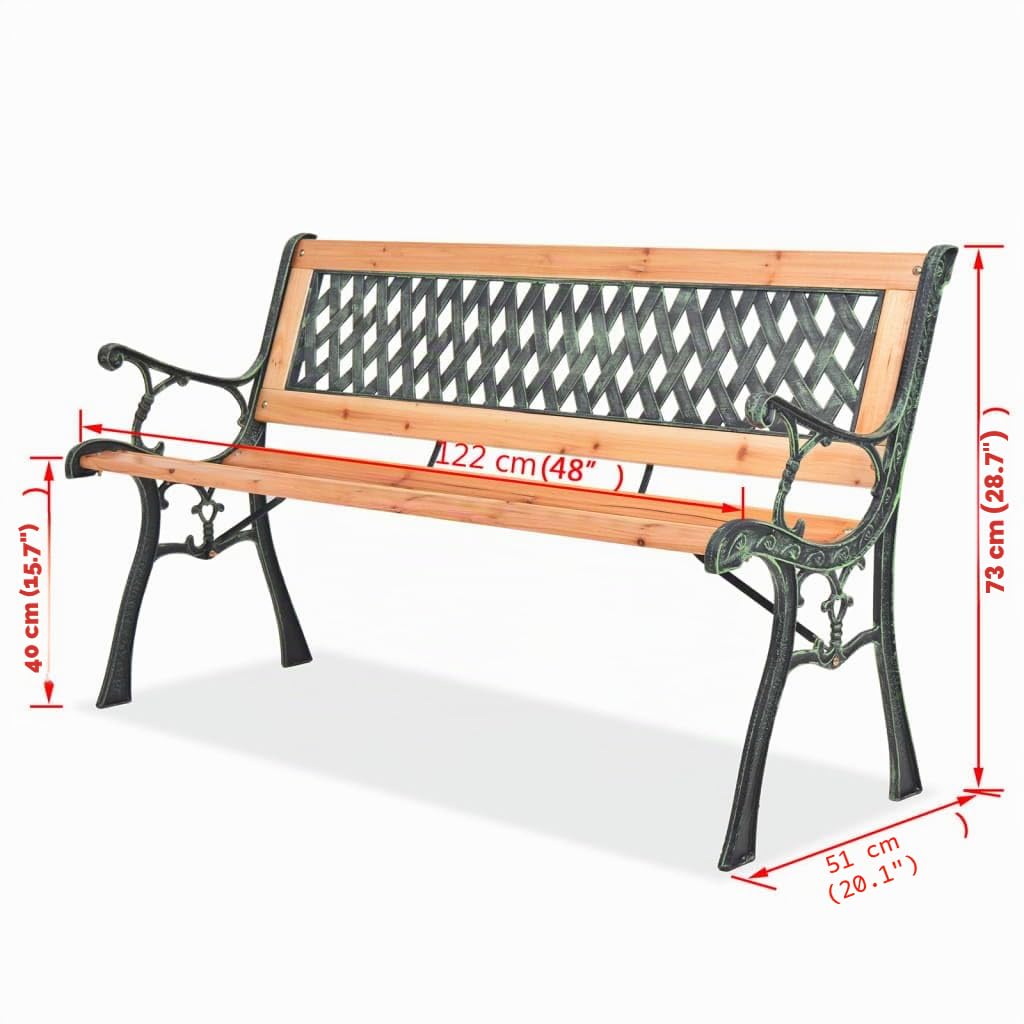 vidaXL Banco de jardín de Madera 122 cm