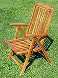 7-Fach Verstellbarer Gartenstuhl Hochlehner klappbar Verschiedene Modelle aus Teak - 5