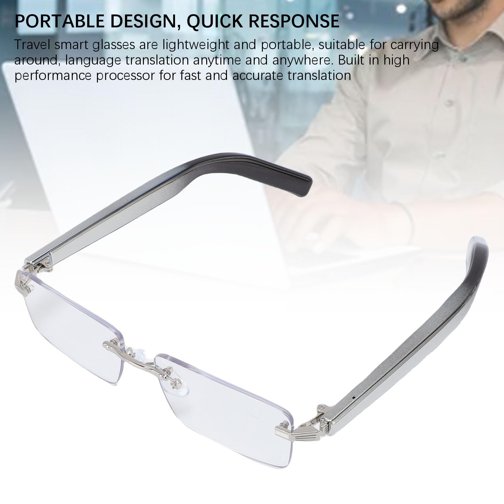 Bewinner AI Translation Smart Glasses Polarized, Real Time Video,100+ Language Translator, Calling, Music, Camera, Lightweight AI Translation Glasses for Travel Daily (Gradient Color)