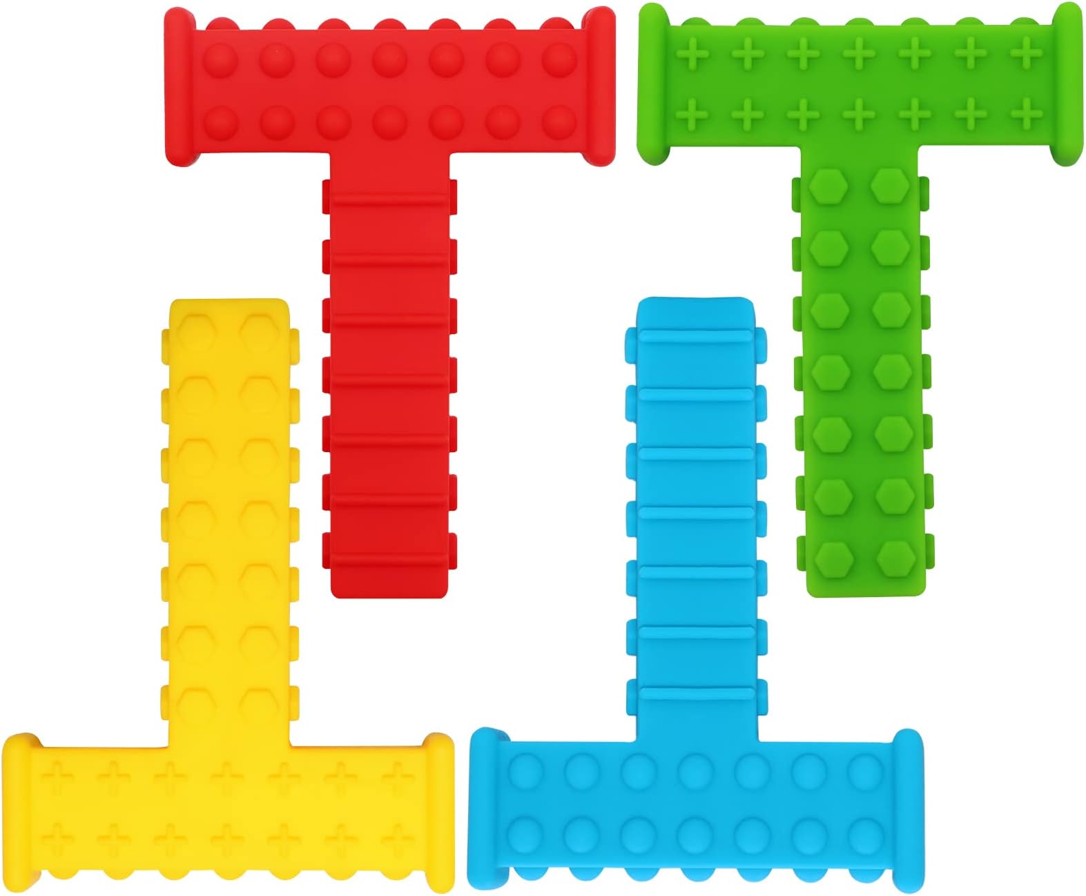 Sensory Chew Toys for Autistic Children, T Chews Tubes for Teens Chewing, Autism Boys and Girls Kids, ADHD, Silicone Chewy Necklace Sensory for 3-12 Years Aggressive Chewer Oral Motor Tools 4 Pack