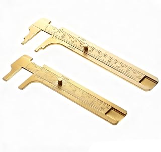 Exircy 2PCS Brass Pocket Vernier Caliper 80mm/100mm Dual Scale Mini Ruler for Jewelry, Crafts, Woodworking Precision Gauge