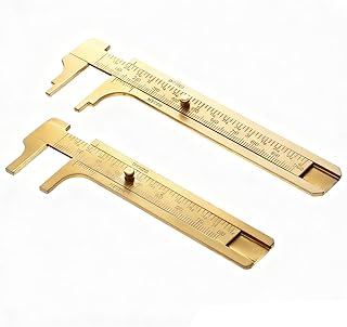 2 Pcs Pocket Vernier Caliper Ruler, 3.15" and 3.94" Handy Brass Caliper Mini Measuring Tool Double Scale Sliding Gauge Metal Pocket Ruler for Measuring Jewelry
