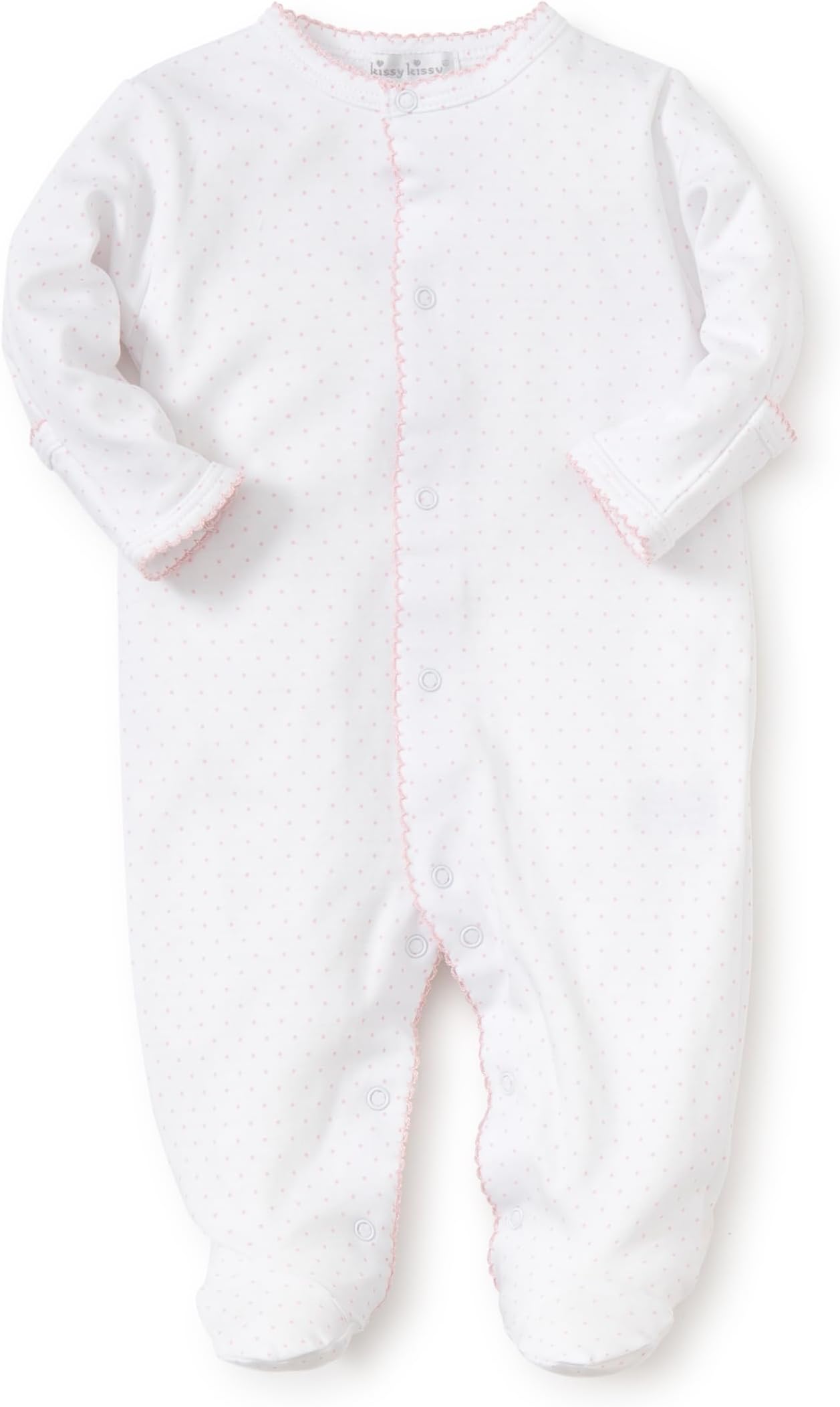 Baby Boys and Girls 100% Pima Cotton New Kissy Dots Print Snap Front Footie Pajamas
